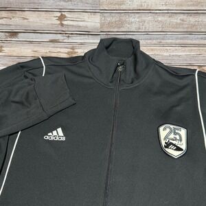 Adidas Clima365‎ Track Jacket Mens XL Black White Soccer Patch Full Zip